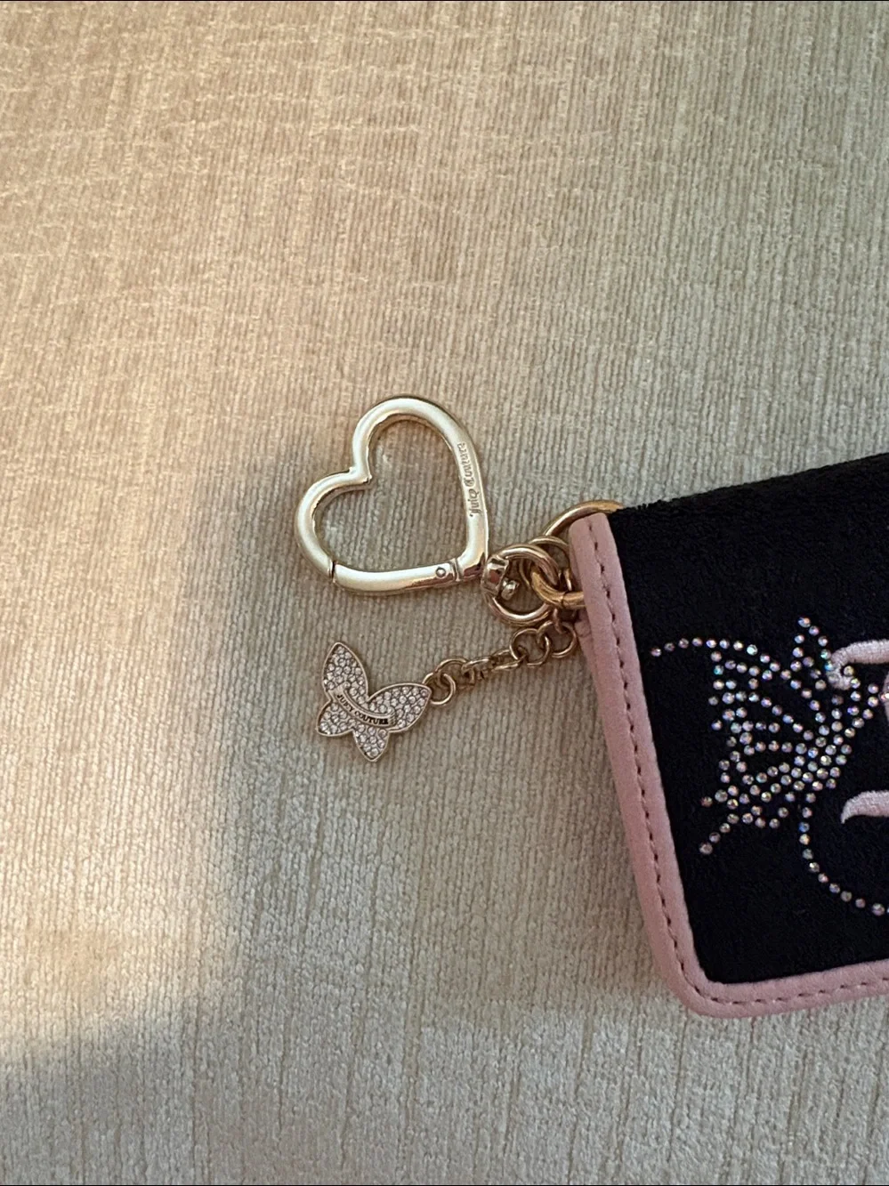Juicy Couture Couture Black & Pink Rhinestone Key Card Wallet - Juicy Couture
